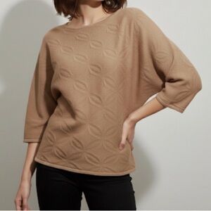 Adrienne Vittadini Knit Loose Sweater Size XL Tan New